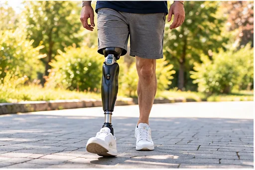 Personne utilisant une prothèse de jambe